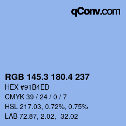カラーコード: RGB 145.3 180.4 237 | qconv.com