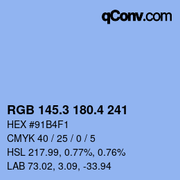 カラーコード: RGB 145.3 180.4 241 | qconv.com