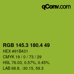 カラーコード: RGB 145.3 180.4 49 | qconv.com