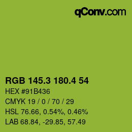 カラーコード: RGB 145.3 180.4 54 | qconv.com