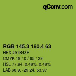 カラーコード: RGB 145.3 180.4 63 | qconv.com