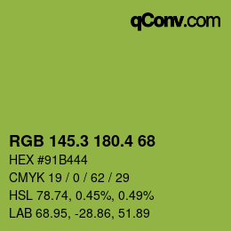 カラーコード: RGB 145.3 180.4 68 | qconv.com