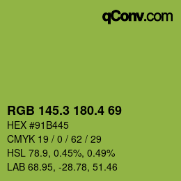 カラーコード: RGB 145.3 180.4 69 | qconv.com