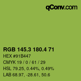 カラーコード: RGB 145.3 180.4 71 | qconv.com