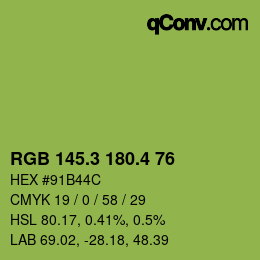 カラーコード: RGB 145.3 180.4 76 | qconv.com