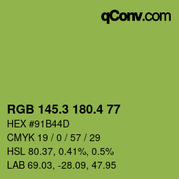カラーコード: RGB 145.3 180.4 77 | qconv.com