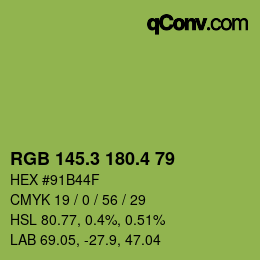 カラーコード: RGB 145.3 180.4 79 | qconv.com