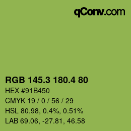 カラーコード: RGB 145.3 180.4 80 | qconv.com