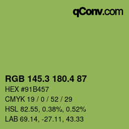 カラーコード: RGB 145.3 180.4 87 | qconv.com
