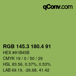 カラーコード: RGB 145.3 180.4 91 | qconv.com