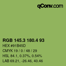 カラーコード: RGB 145.3 180.4 93 | qconv.com