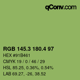 カラーコード: RGB 145.3 180.4 97 | qconv.com
