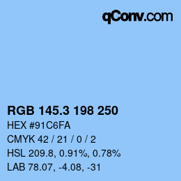 カラーコード: RGB 145.3 198 250 | qconv.com