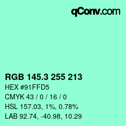 カラーコード: RGB 145.3 255 213 | qconv.com