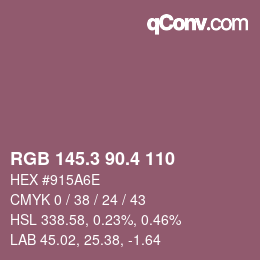 カラーコード: RGB 145.3 90.4 110 | qconv.com