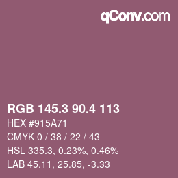 カラーコード: RGB 145.3 90.4 113 | qconv.com