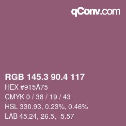 カラーコード: RGB 145.3 90.4 117 | qconv.com
