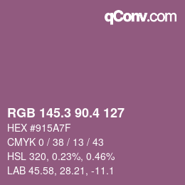 カラーコード: RGB 145.3 90.4 127 | qconv.com