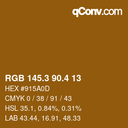 カラーコード: RGB 145.3 90.4 13 | qconv.com