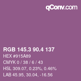 カラーコード: RGB 145.3 90.4 137 | qconv.com
