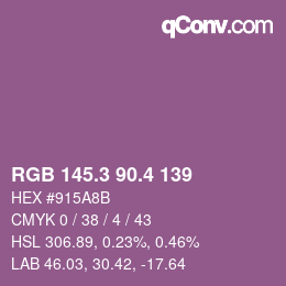 カラーコード: RGB 145.3 90.4 139 | qconv.com