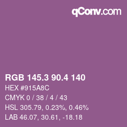 カラーコード: RGB 145.3 90.4 140 | qconv.com