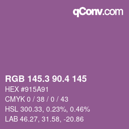 カラーコード: RGB 145.3 90.4 145 | qconv.com