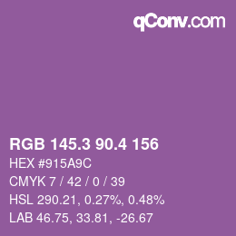 カラーコード: RGB 145.3 90.4 156 | qconv.com