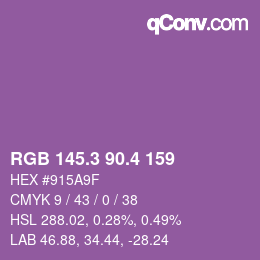 カラーコード: RGB 145.3 90.4 159 | qconv.com