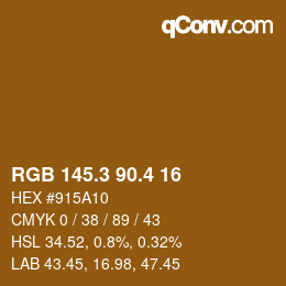 カラーコード: RGB 145.3 90.4 16 | qconv.com