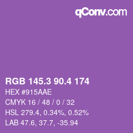 カラーコード: RGB 145.3 90.4 174 | qconv.com