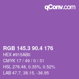 カラーコード: RGB 145.3 90.4 176 | qconv.com