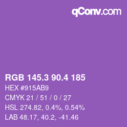 カラーコード: RGB 145.3 90.4 185 | qconv.com