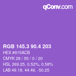 カラーコード: RGB 145.3 90.4 203 | qconv.com