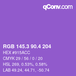 カラーコード: RGB 145.3 90.4 204 | qconv.com