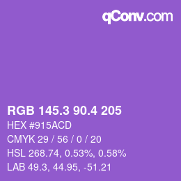 カラーコード: RGB 145.3 90.4 205 | qconv.com