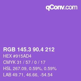 カラーコード: RGB 145.3 90.4 212 | qconv.com