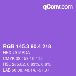 カラーコード: RGB 145.3 90.4 218 | qconv.com
