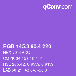 カラーコード: RGB 145.3 90.4 220 | qconv.com