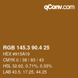 カラーコード: RGB 145.3 90.4 25 | qconv.com