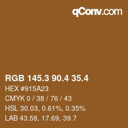 カラーコード: RGB 145.3 90.4 35.4 | qconv.com