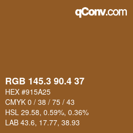カラーコード: RGB 145.3 90.4 37 | qconv.com
