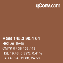 カラーコード: RGB 145.3 90.4 64 | qconv.com