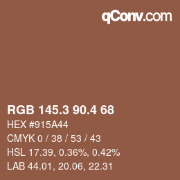 カラーコード: RGB 145.3 90.4 68 | qconv.com