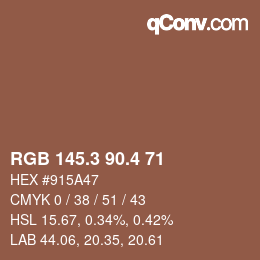 カラーコード: RGB 145.3 90.4 71 | qconv.com