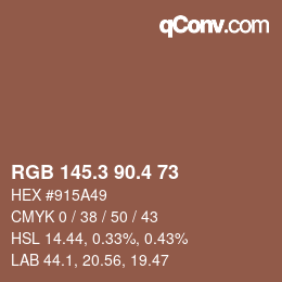 カラーコード: RGB 145.3 90.4 73 | qconv.com