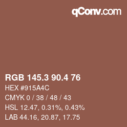 カラーコード: RGB 145.3 90.4 76 | qconv.com