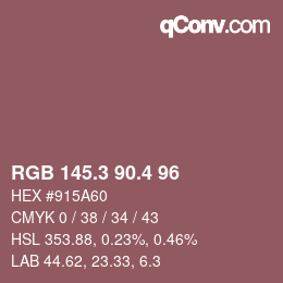 カラーコード: RGB 145.3 90.4 96 | qconv.com