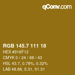 カラーコード: RGB 145.7 111 18 | qconv.com