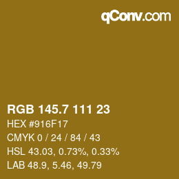 カラーコード: RGB 145.7 111 23 | qconv.com